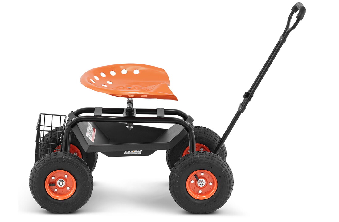 HIGHER Tuinwagen met Zwenkbaar Zadel en Opbergmand - 150 kg