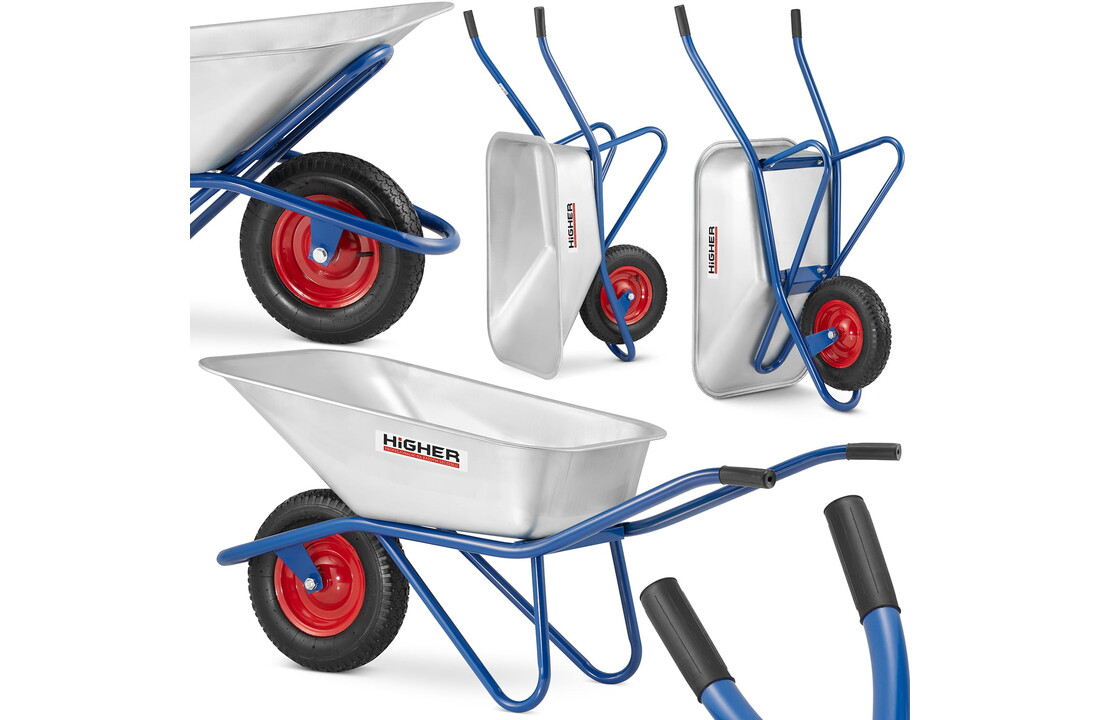 HIGHER Kruiwagen 130L Tuin, 210kg Draagvermogen, Wielbescherming