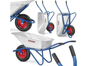 HIGHER Kruiwagen 130L Tuin, 210kg Draagvermogen, Wielbescherming