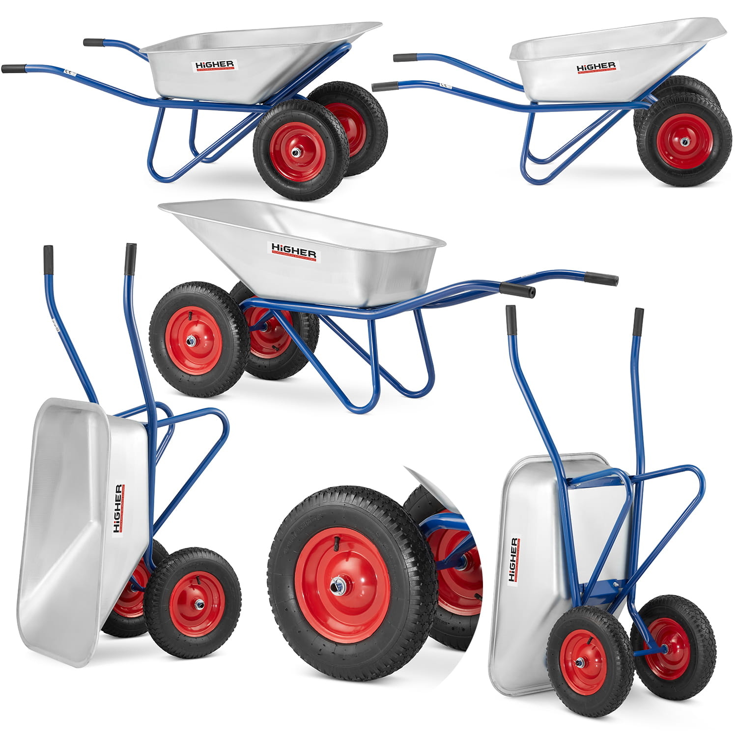 Kruiwagen - met 2 wielen - 130 liter - tot 210 kg