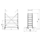 Mobiele aluminium steiger DRABEX RJ 220 - Werkhoogte 4,26m