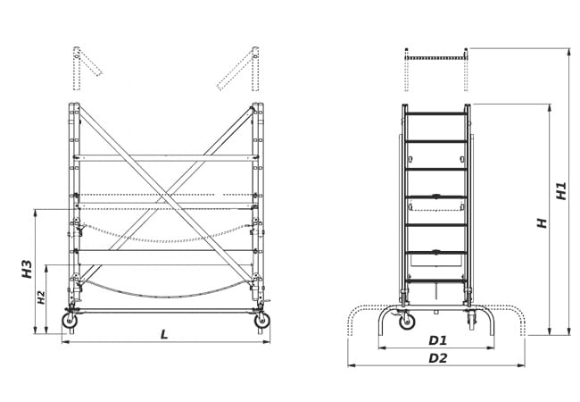 Mobiele aluminium steiger DRABEX RJ 220 - Werkhoogte 4,26m