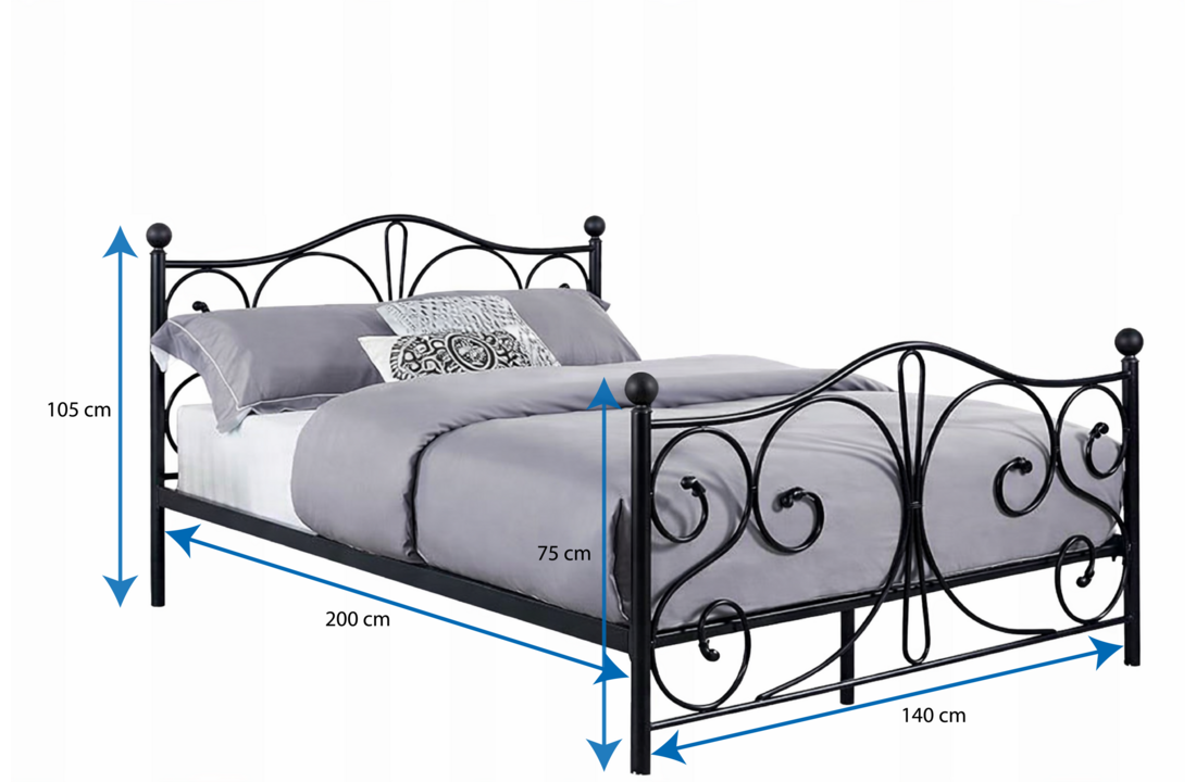 Metalen bedframe met lattenbodem - 140x200 - zwart