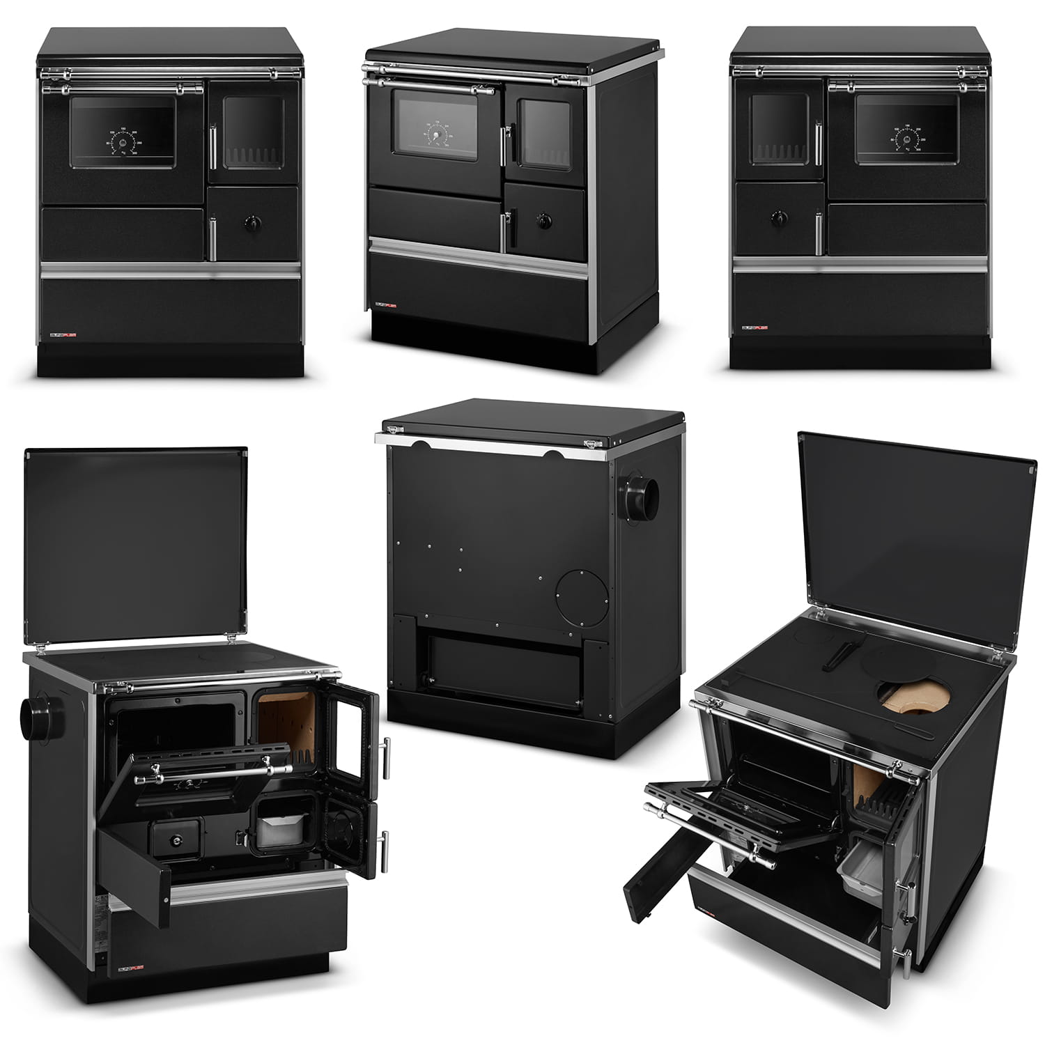 Houtfornuis met oven en kookplaat - DOMINANT 70 - 6,7kW - zwart