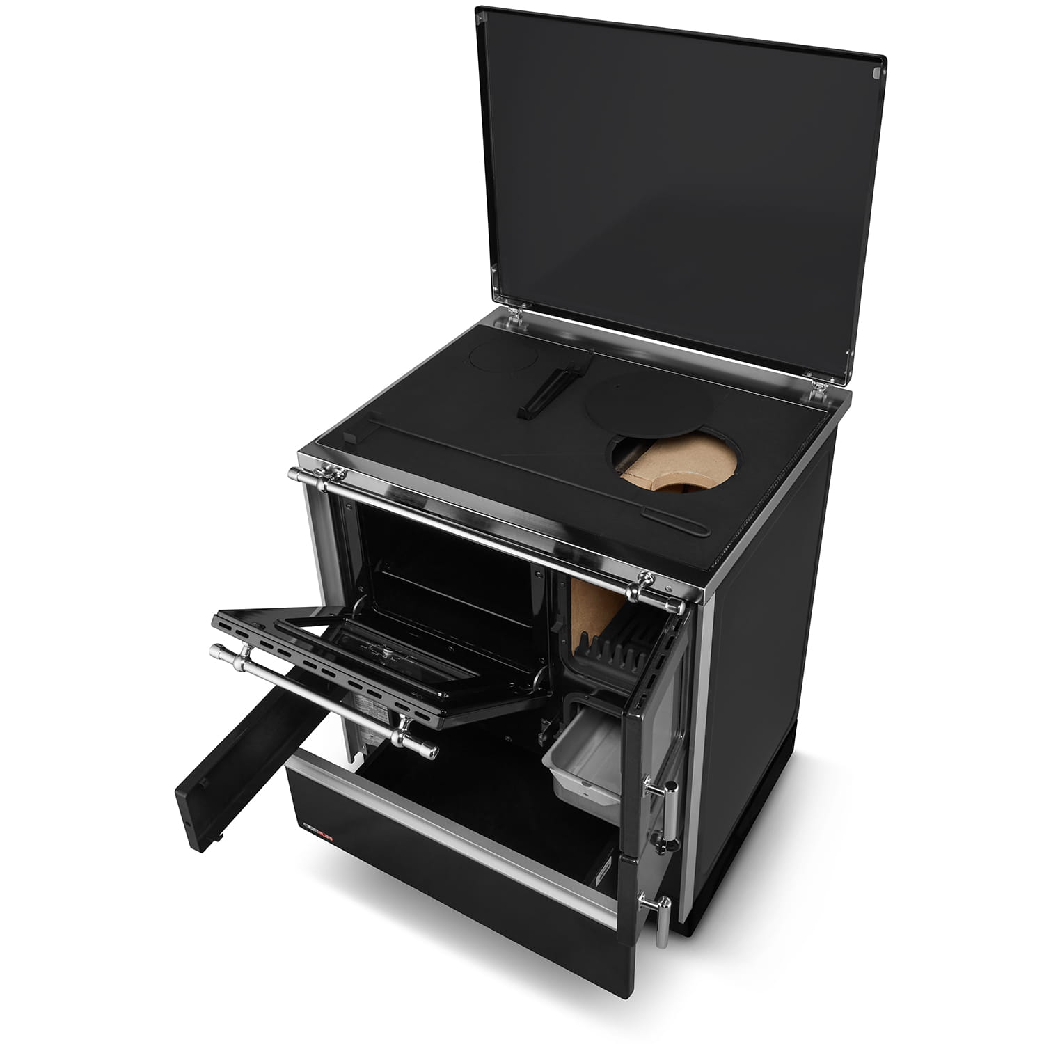 Houtfornuis met oven en kookplaat - DOMINANT 70 - 6,7kW - zwart