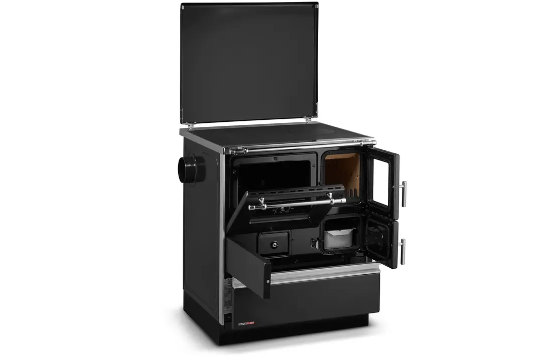 Houtfornuis met oven en kookplaat - DOMINANT 70 - 6,7kW - zwart