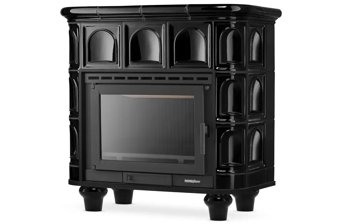 Tegelkachel - houtkachel - 13kW - keramisch - FLORENCE - zwart