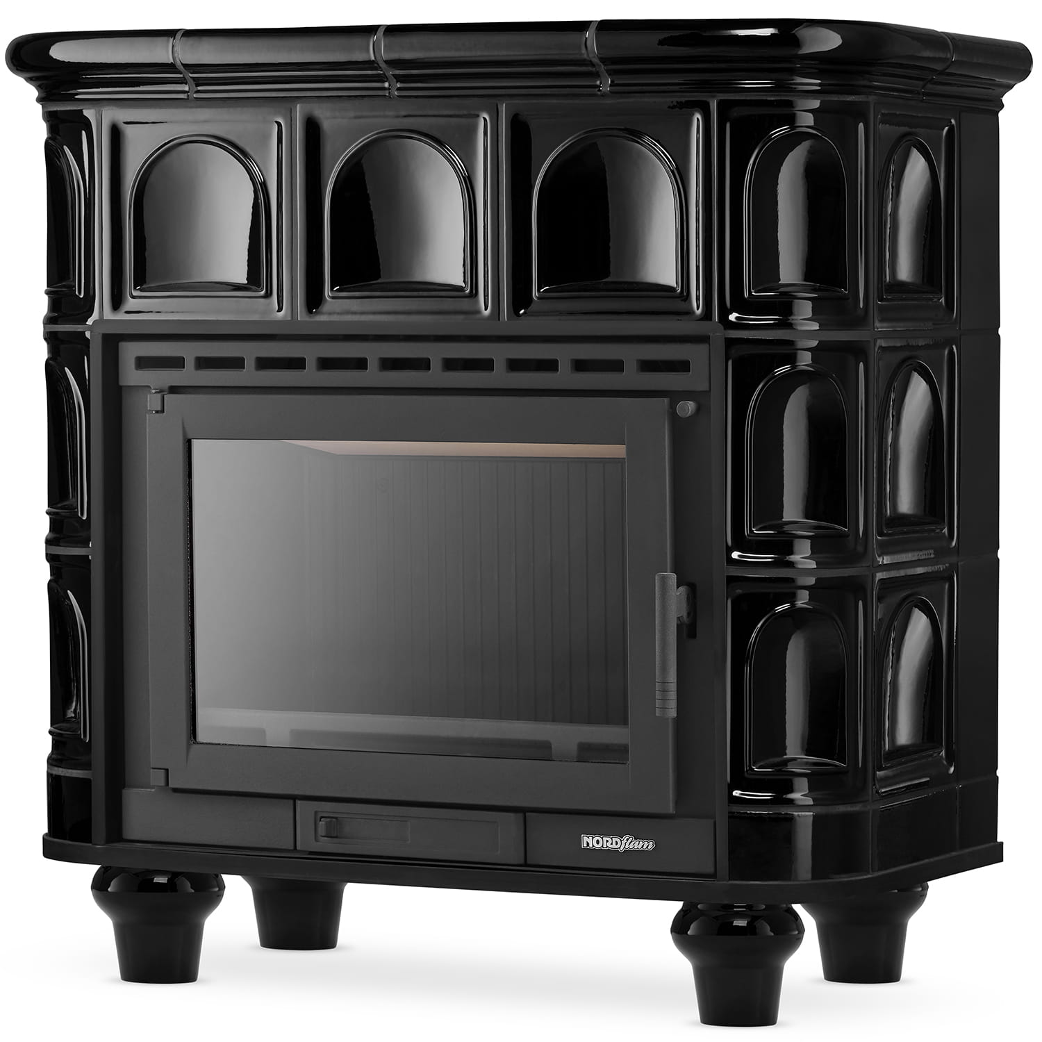 Tegelkachel - houtkachel - 13kW - keramisch - FLORENCE - zwart