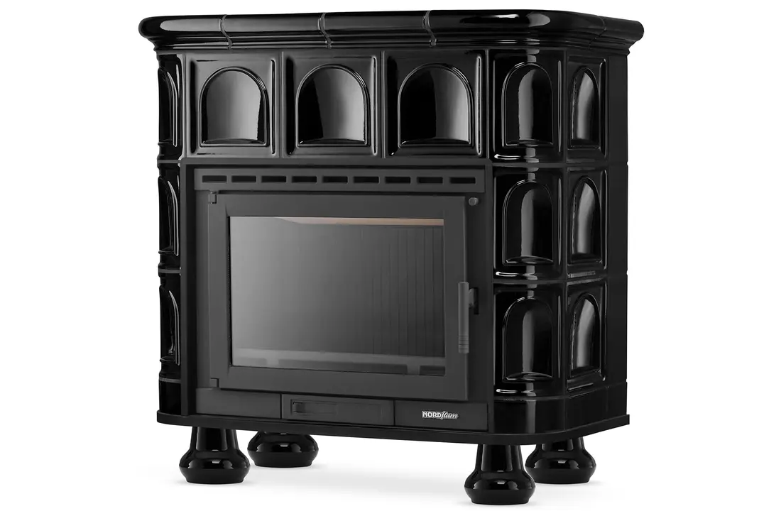 Tegelkachel - houtkachel - 13kW - keramisch - FLORENCJA - zwart