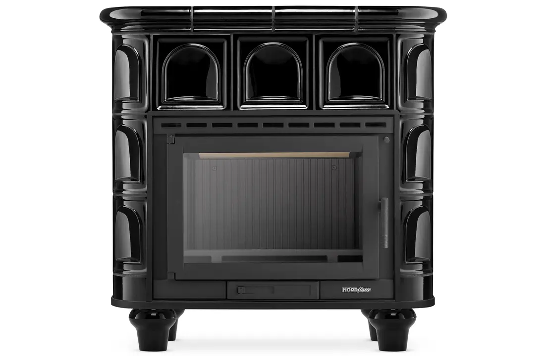 Tegelkachel - houtkachel - 13kW - keramisch - FLORENCE - zwart