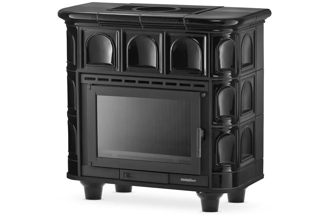 Tegelkachel - houtkachel - 13kW - keramisch - FLORENCJA - zwart