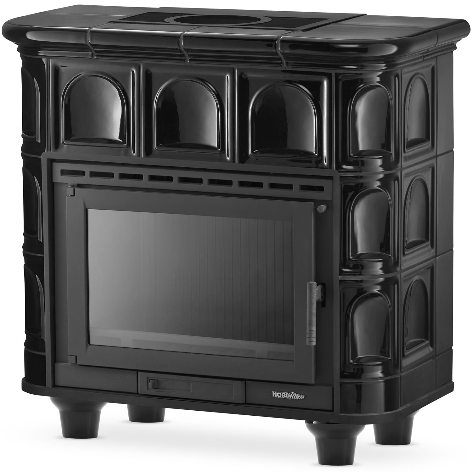 Tegelkachel - houtkachel - 13kW - keramisch - FLORENCE - zwart