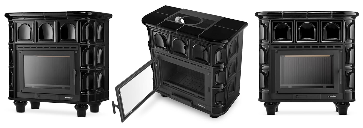 Tegelkachel - houtkachel - 13kW - keramisch - FLORENCE - zwart