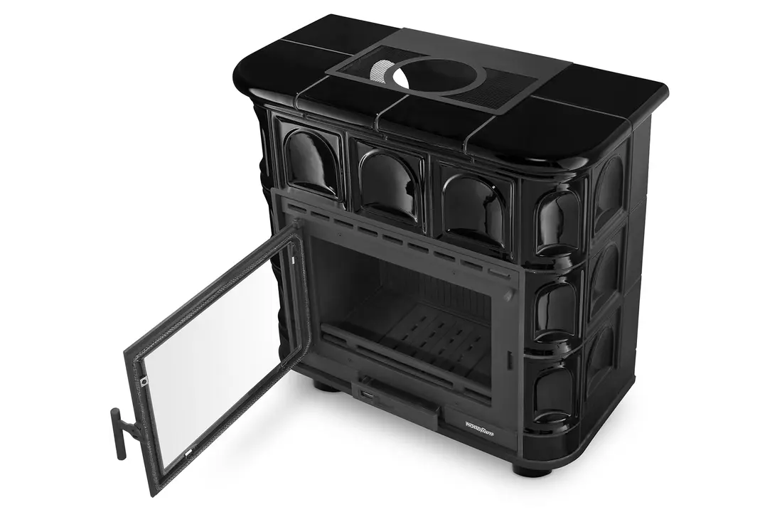 Tegelkachel - houtkachel - 13kW - keramisch - FLORENCJA - zwart