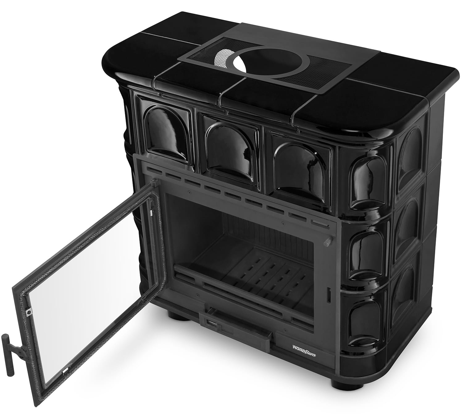 Tegelkachel - houtkachel - 13kW - keramisch - FLORENCJA - zwart