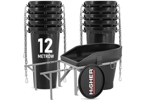 Stortkoker - met draagconstructie - 12 m - Ø 60-41 cm - zwart