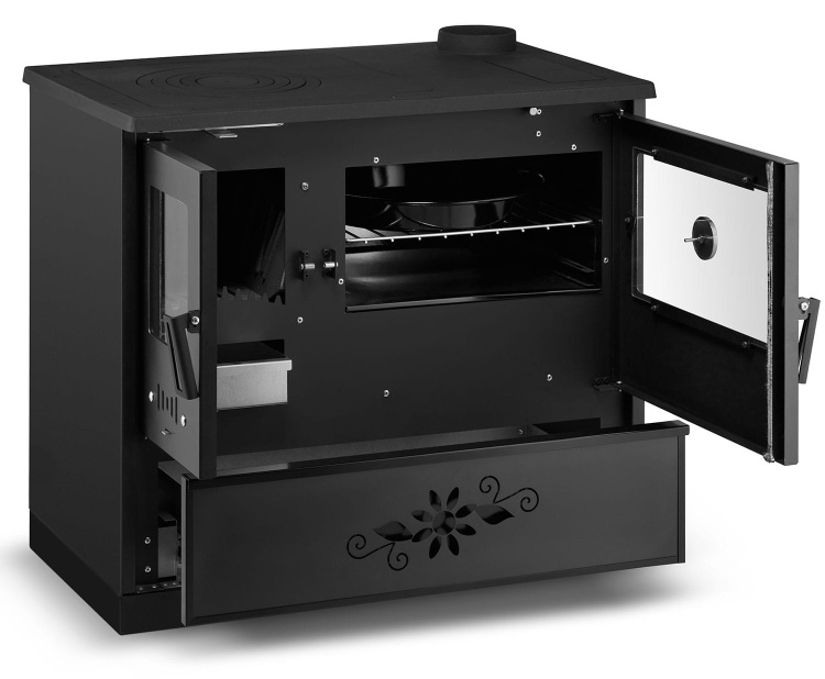 Houtfornuis - houtkachel met oven - 9 kW - URUS 7040 - zwart