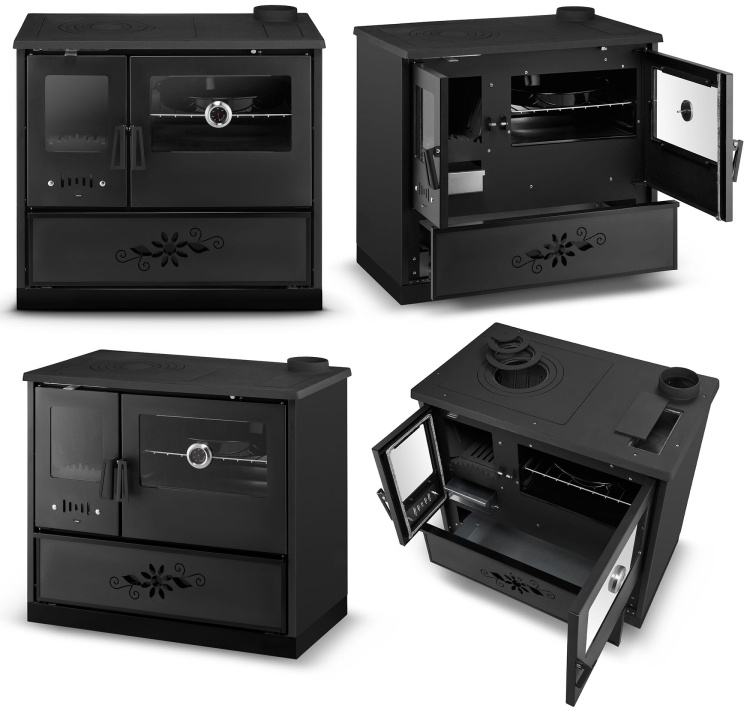 Houtfornuis - houtkachel met oven - 9 kW - URUS 7040 - zwart