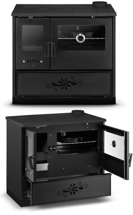 Houtfornuis - houtkachel met oven - 9 kW - URUS 7040 - zwart