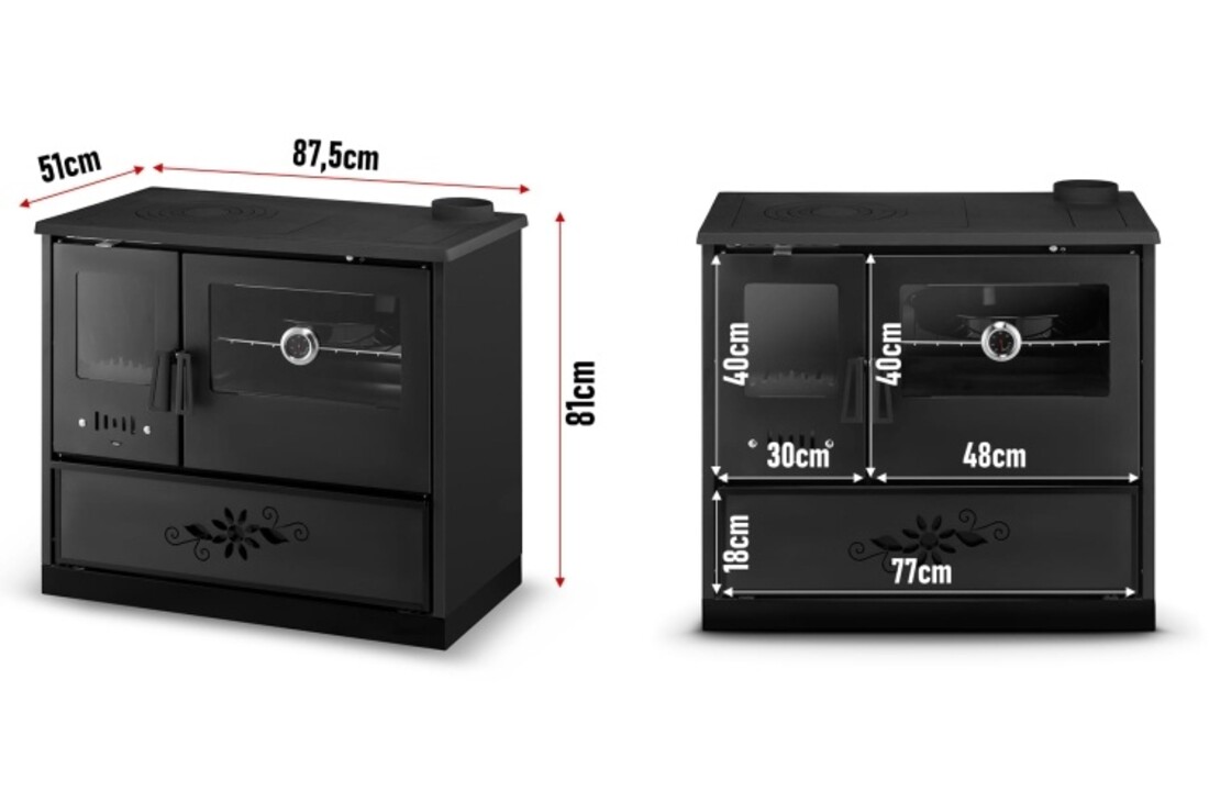 Houtkachel URUS 7040 - Zwart - 9 kW