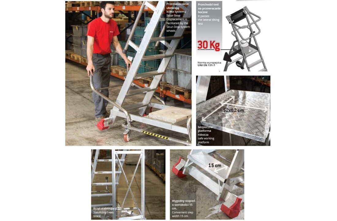 Faraone MF.TS 150 Magazijnladder 5-treden - 3,28 m werkhoogte