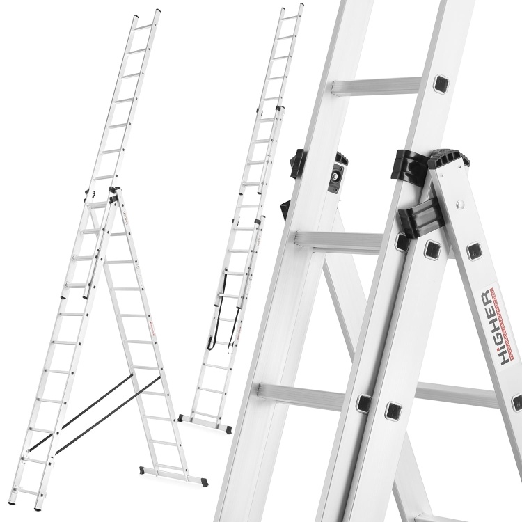 HIGHER Multifunctionele Aluminium Ladder 3x11 / 8,45m / 150kg