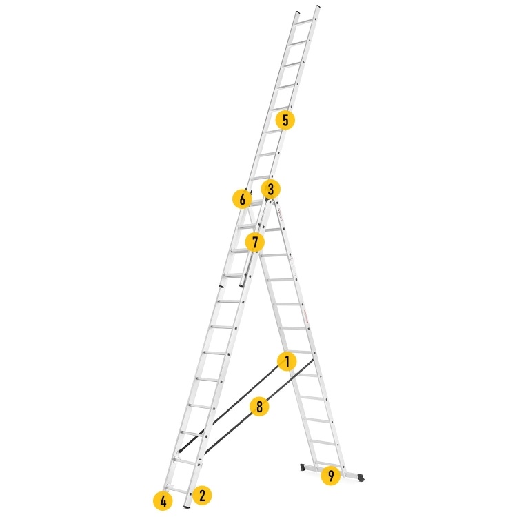 HIGHER Multifunctionele Aluminium Ladder 3x11 / 8,45m / 150kg