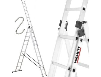 HIGHER Universele Aluminium Ladder 7.38m - 150kg Draagvermogen + Haken