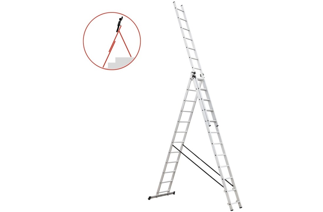 HIGHER Universele Aluminium Ladder 7.38m - 150kg Draagvermogen + Haken