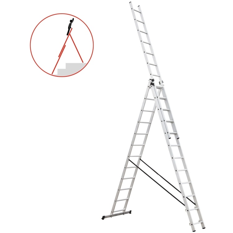 HIGHER Universele Aluminium Ladder 7.38m - 150kg Draagvermogen + Haken
