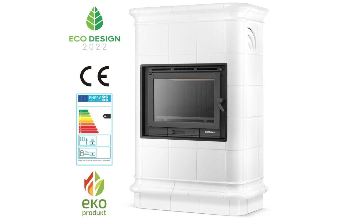 Tegelkachel - houtkachel - 13 kW - keramisch - ROMA - wit