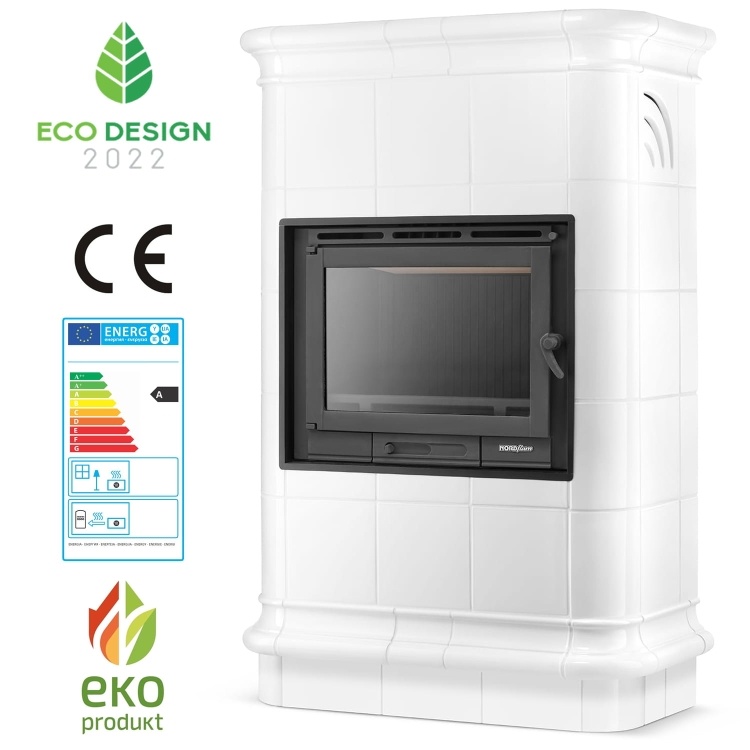 Tegelkachel - houtkachel - 13 kW - keramisch - ROMA - wit