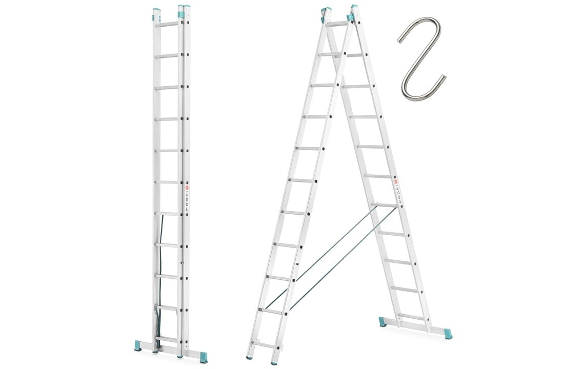 Aluminium Ladder 2x11 PROFI | Werkhoogte 6,50 m | TÜV-gecertificeerd