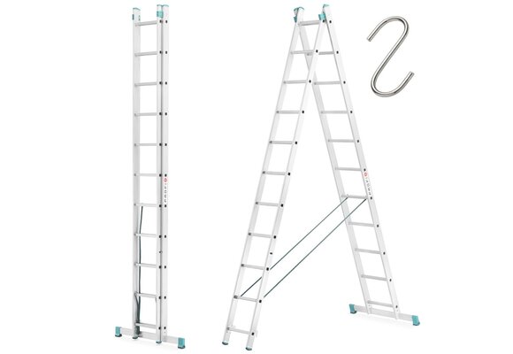 Aluminium Ladder 2x11 PROFI | Werkhoogte 6,50 m | TÜV-gecertificeerd