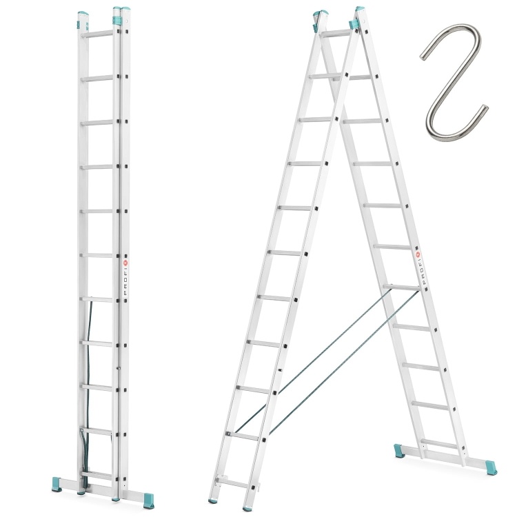 Aluminium Ladder 2x11 PROFI | Werkhoogte 6,50 m | TÜV-gecertificeerd