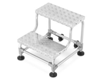 HIGHER Magazijnladder 2-traps mobiel aluminium 150kg