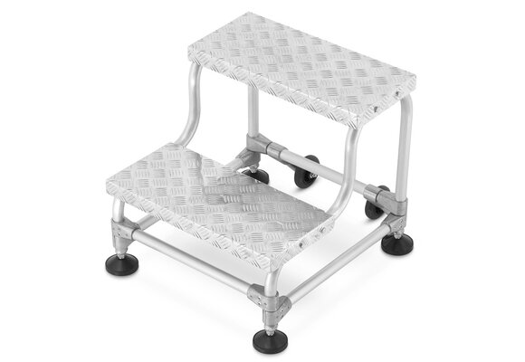 HIGHER Magazijnladder 2-traps mobiel aluminium 150kg