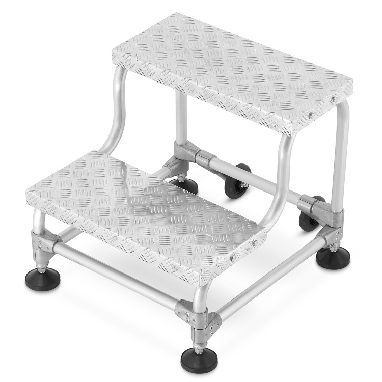 Aluminium opstapje 2 treden - verrijdbaar - 150 kg - HIGHER