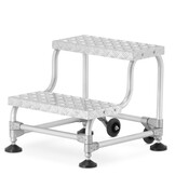 HIGHER Magazijnladder 2-traps mobiel aluminium 150kg