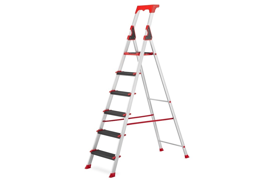 HIGHER ALU 6 Professionele Aluminium Ladder - 5 treden + platform