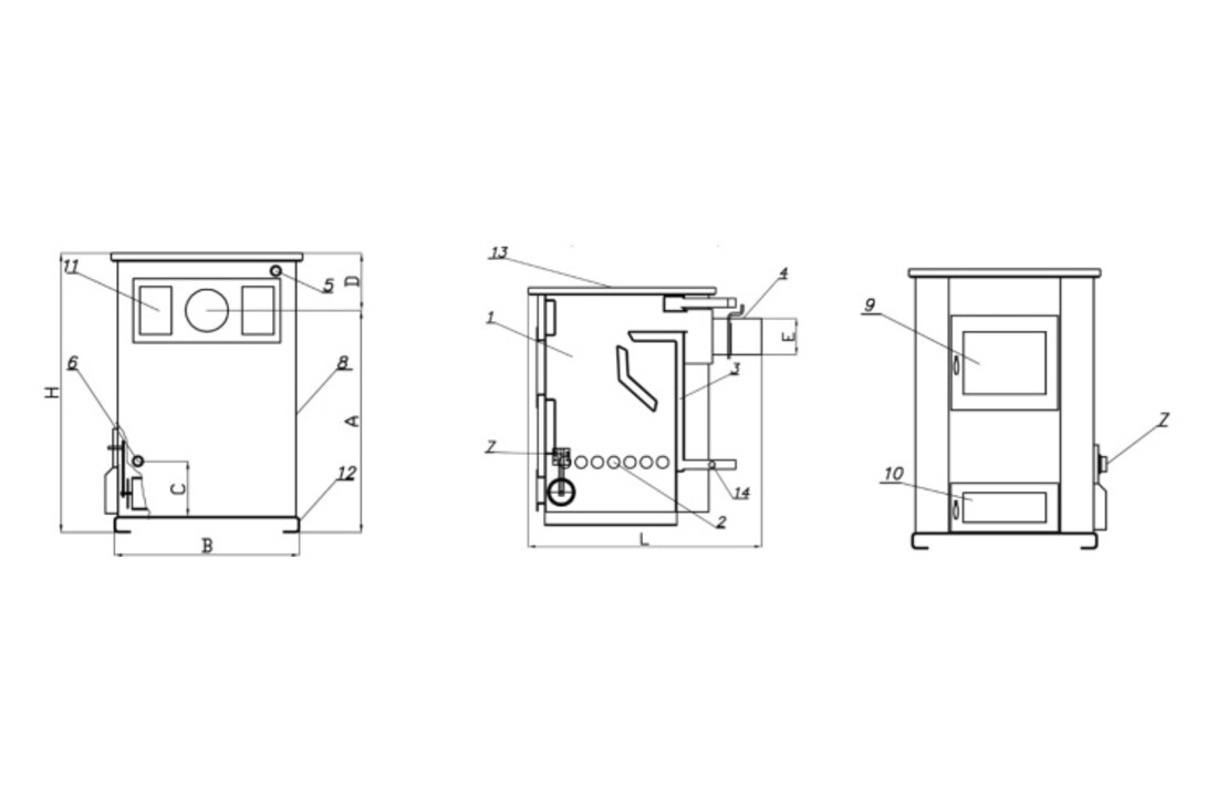 Termomont Temy ES 15 kW Zwarte Houtkachel