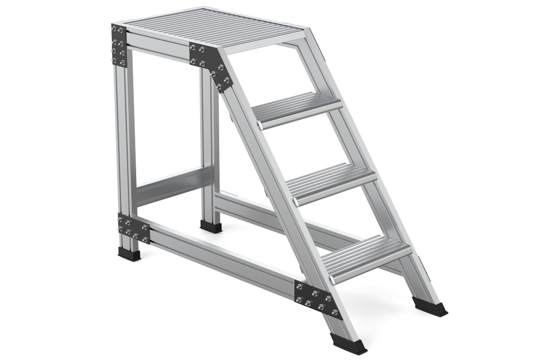 HIGHER Magazijntrap 4 treden Aluminium 83PRO