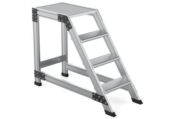 Magazijntrap - 3 treden + platform - aluminium - 3 m werkhoogte