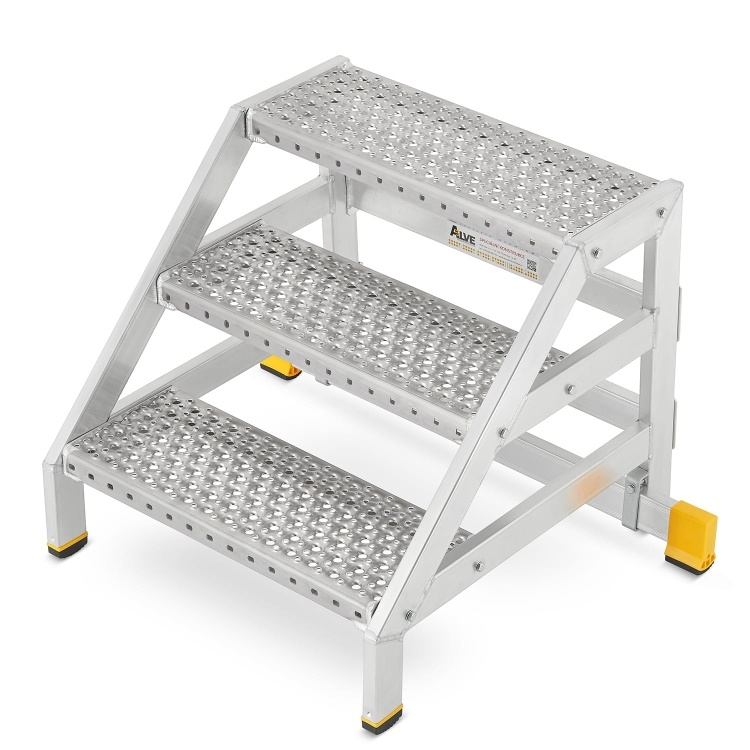 Magazijntrap - 3 treden - aluminium - 2,6 m werkhoogte