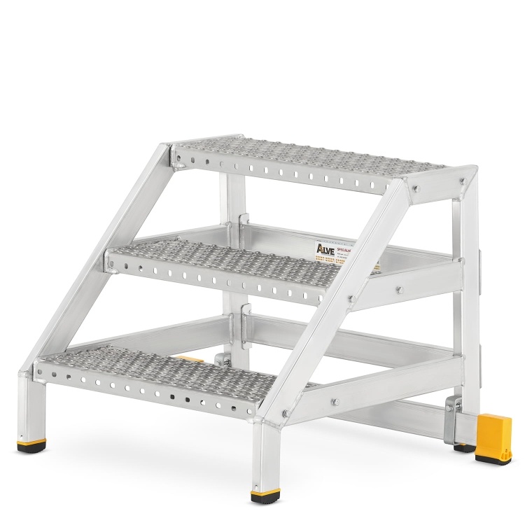 Magazijntrap - 3 treden - aluminium - 2,6 m werkhoogte