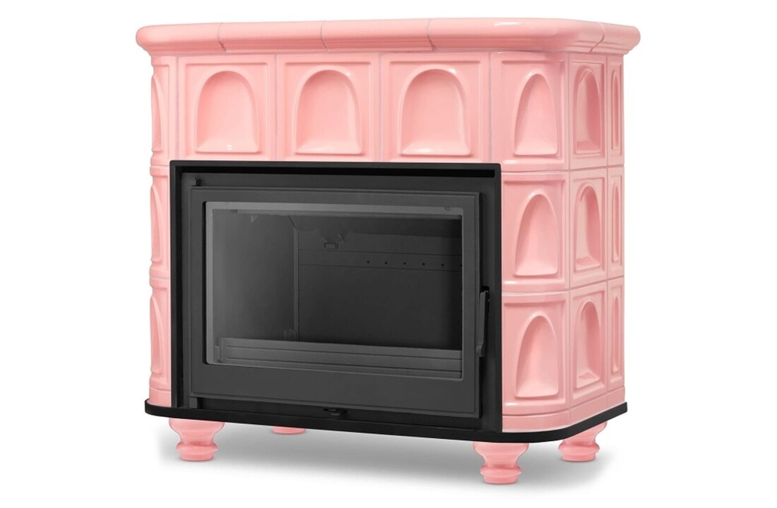 Tegelkachel - houtkachel - 13 kW - keramisch - FLORENCE - roze