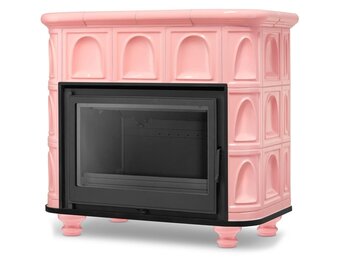 Tegelkachel - houtkachel - 13 kW - keramisch - FLORENCE - roze