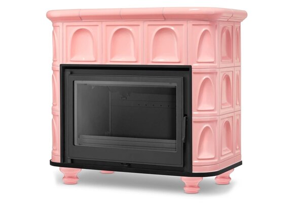 Tegelkachel - houtkachel - 13 kW - keramisch - FLORENCE - roze