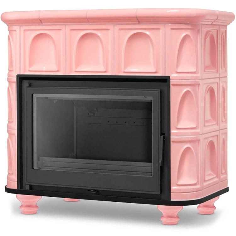 Tegelkachel - houtkachel - 13 kW - keramisch - FLORENCE - roze