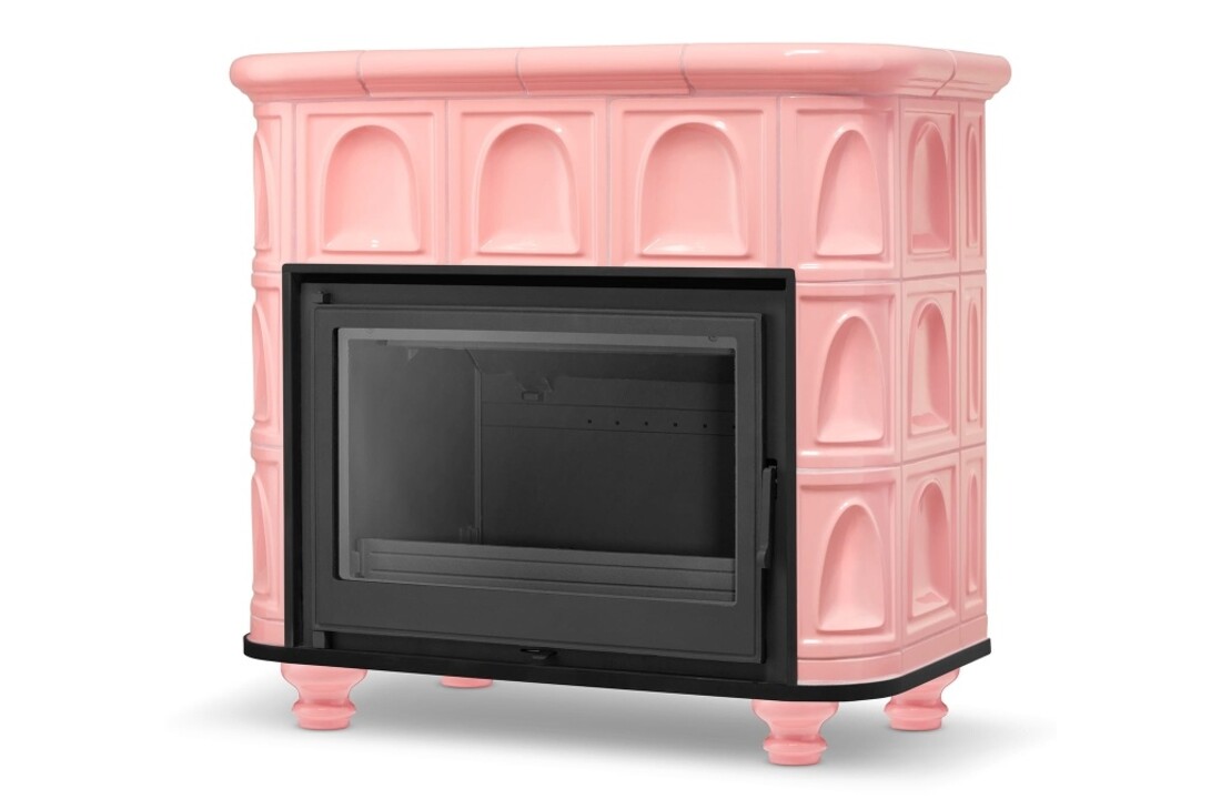 Tegelkachel - houtkachel - 13 kW - keramisch - FLORENCE - roze